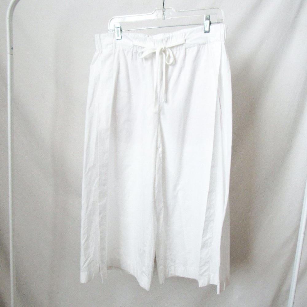 VINCE Wide Leg Cotton Pants Side-Slit Culottes in White Size- M/L - Picture 6 of 17